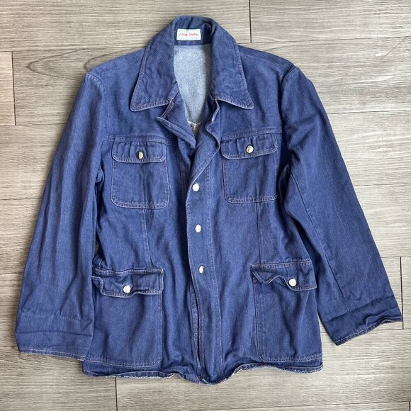 Vintage 80s Chinese Shanghai Tenth Department Store Denim Chore Jacket Size M - Picture 1 of 6